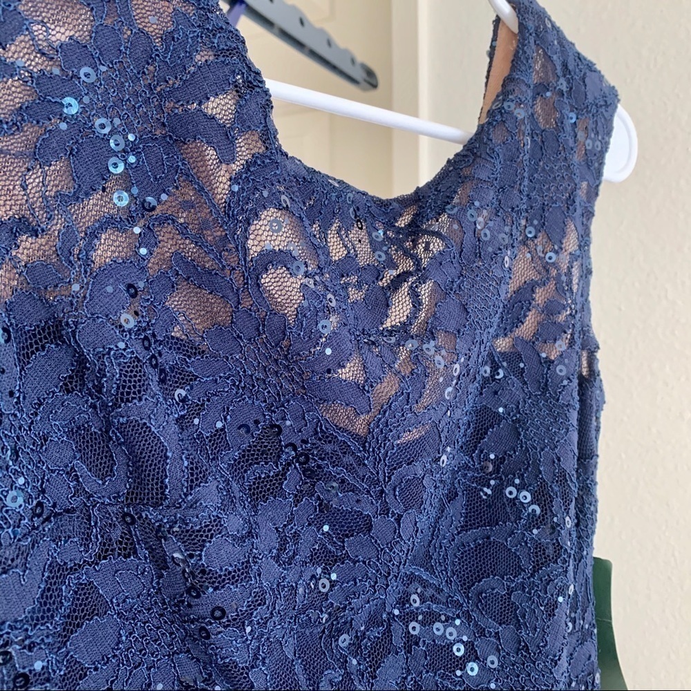 Lauren Ralph Lauren Dress Sequin Sparkle Lace Blue Size 4 NWT - Picture 4 of 9